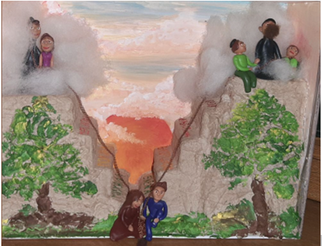 יצירה של התלמידה פולינה טימופייבה בתכנית סיפור משפחתי 2022. אנו- מוזיאון העם היהודי